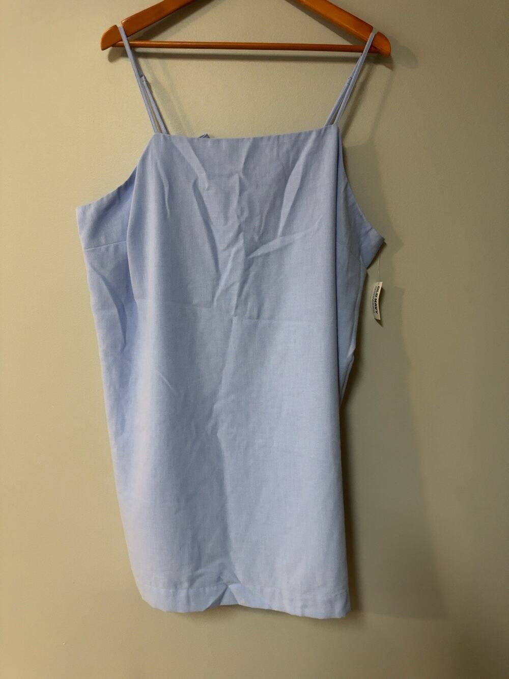 Old Navy Womens 2X Blue Linen Blend Dress Top Adjustable Straps NWT Plus